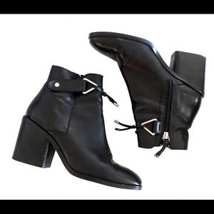 Black leather ankle boots